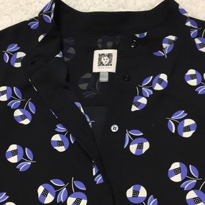 Anne Klein career top black purple large EUC